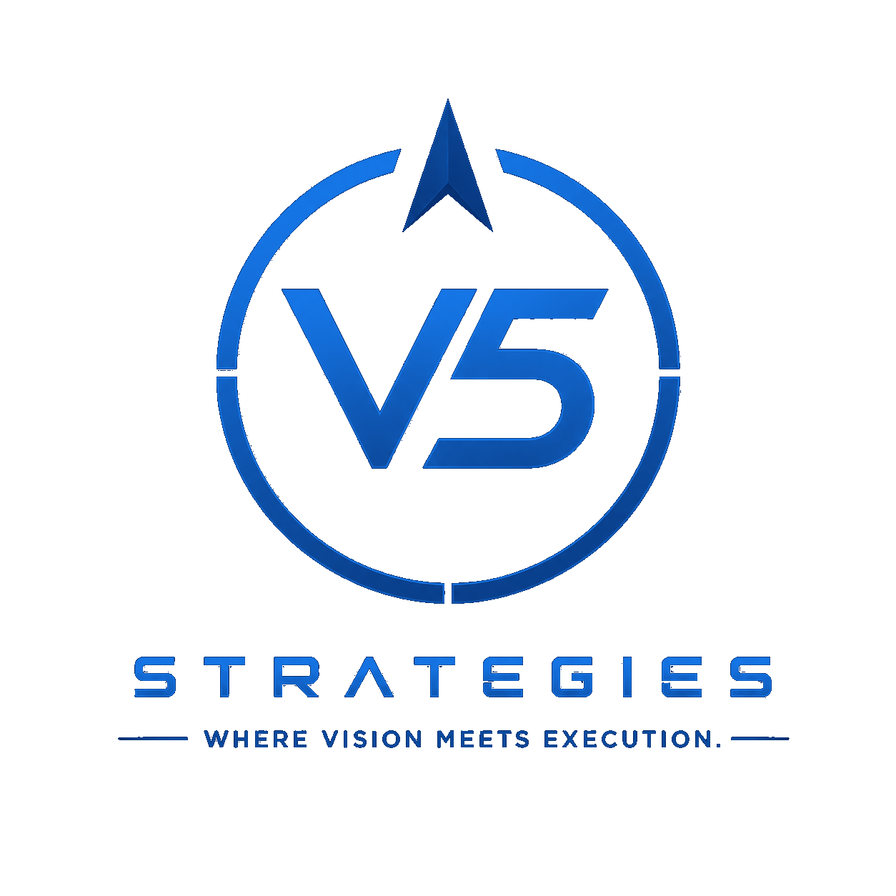 V5 Strategies logo with the tagline Where Vision Meets Execution on a transparent background